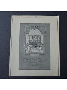 Antique 1911 Life Magazine Advertisement Babcock Electric Carriage Car Company